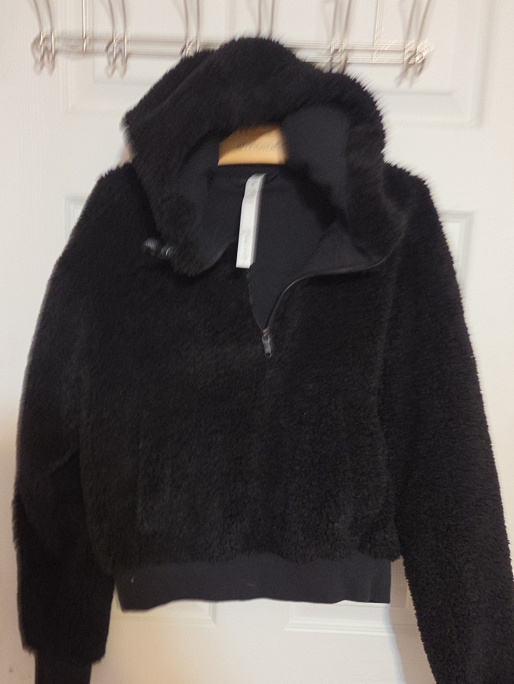 Black Fuzzy Half-Zip Hooded Jacket - Women Lululemon WARM